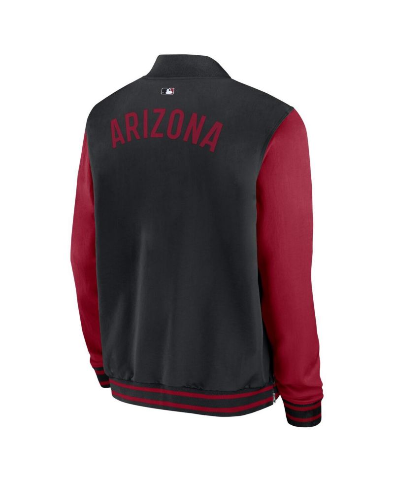 Men's Black/Red Arizona Diamondbacks Authentic Collection Dugout Full-Zip Bomber Jacket