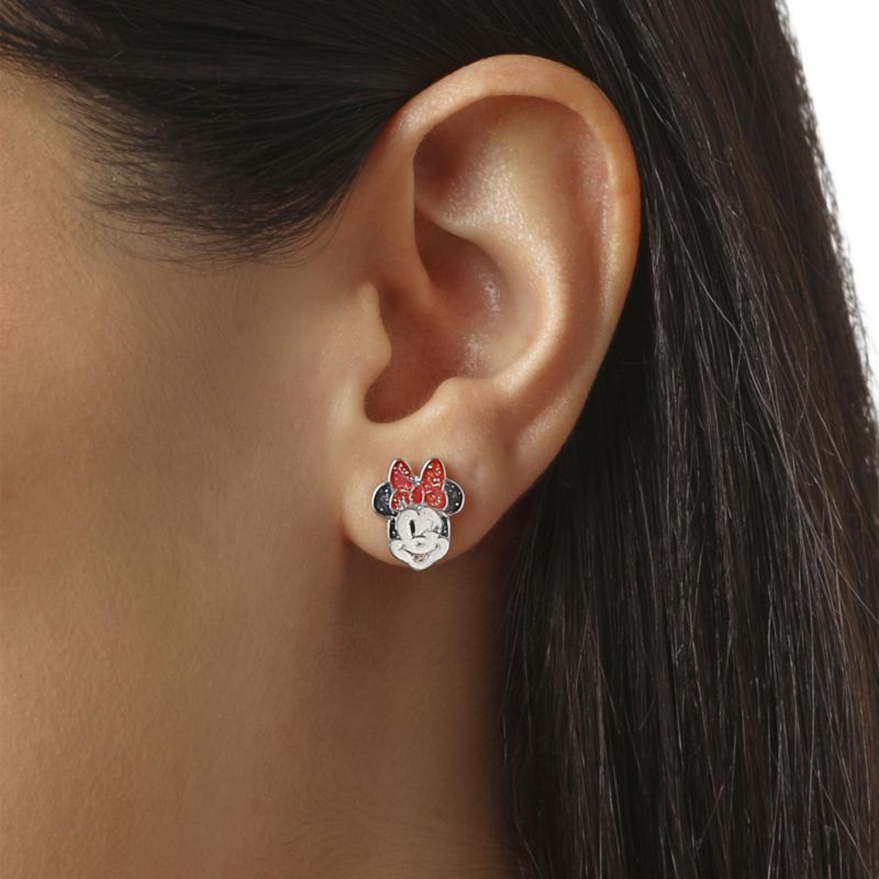 Minnie Mouse Bow Earring Set, 3 Pairs (Hoops, Drops & Studs), Silver Tone