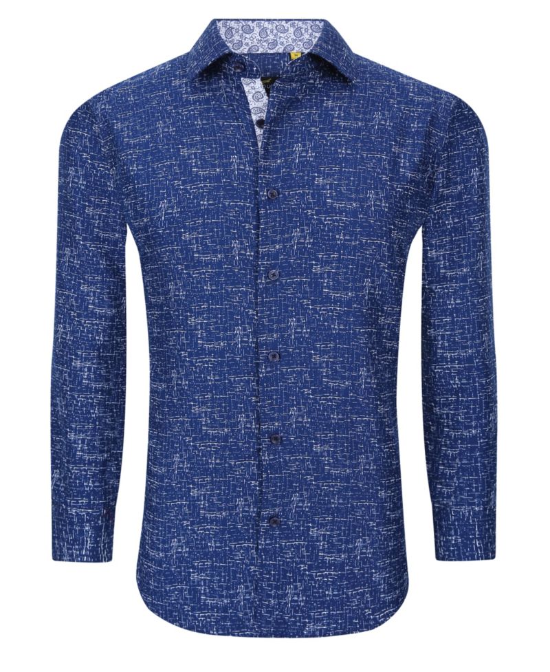 Men's Business Geometric Long Sleeve Button Down Shirt