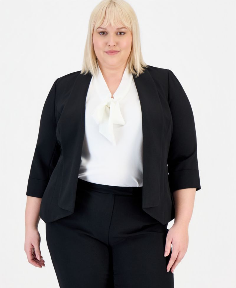 Plus Size Open-Front Soft Blazer