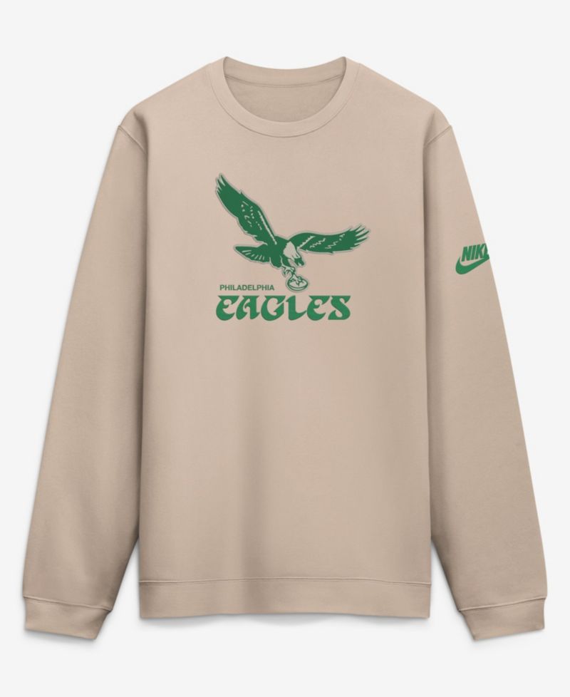 Men's Sand Philadelphia Eagles I-Formation Rewind Club Crew Sweatshirt