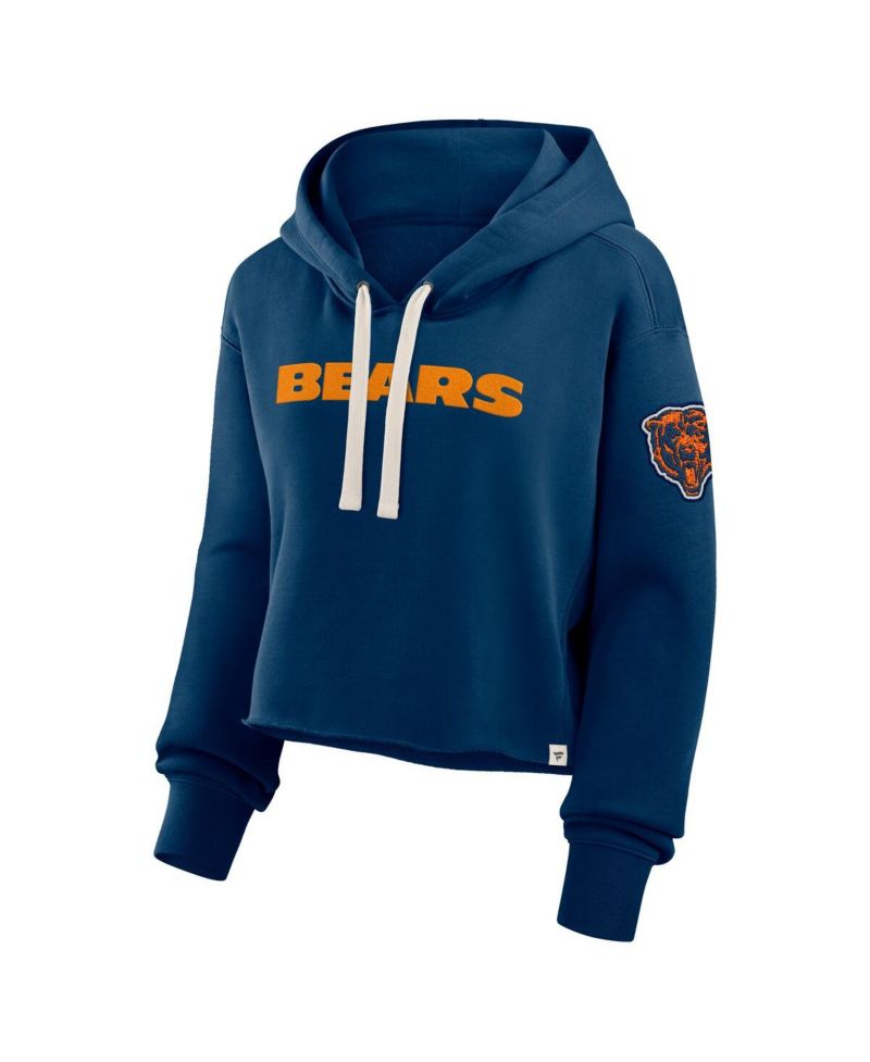 Women's Navy Chicago Bears Oversized Hometown Heritage Cropped Hoodie