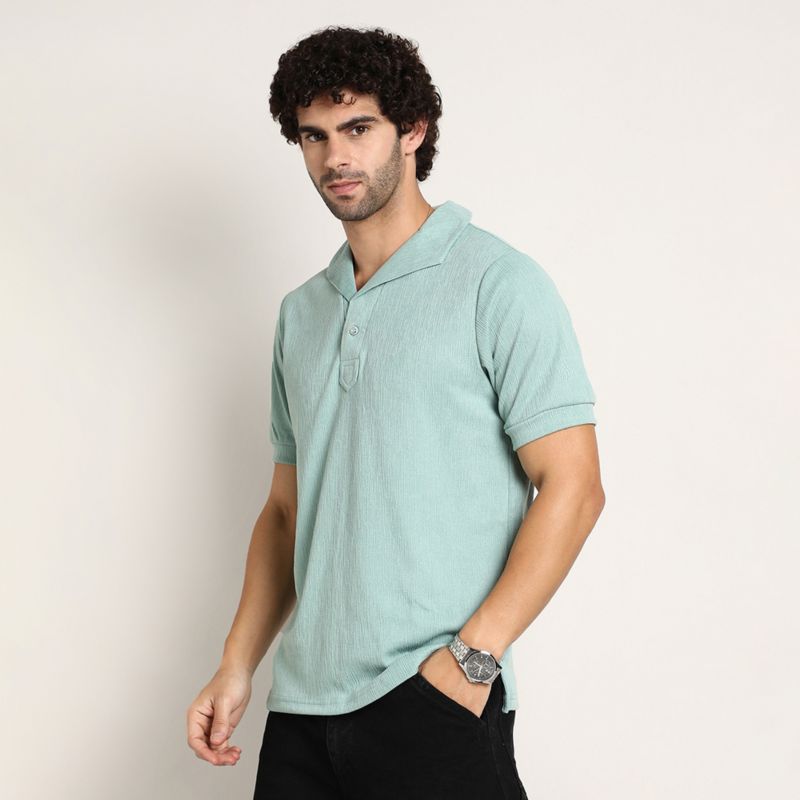 Men's Sea Green Tactitle Spread-Polo T-Shirt