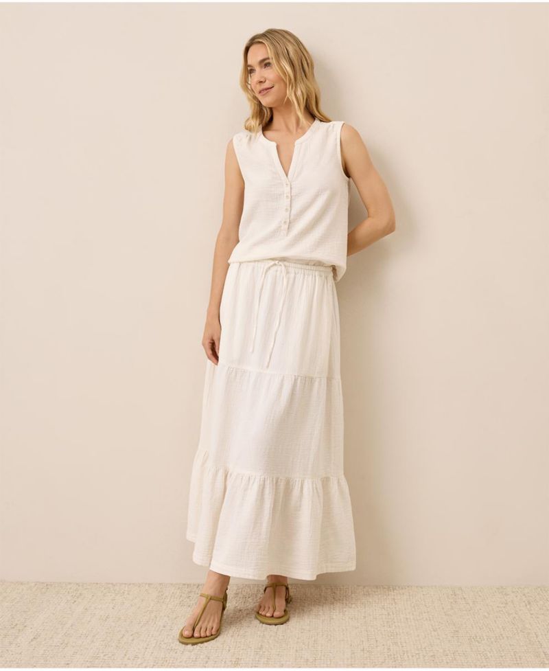 Women's Organic Cotton Coastal Double Gauze Henley Tank