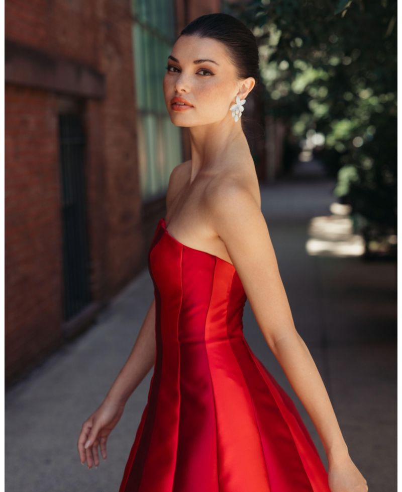 Women's Strapless Paneled Mikado Ball Gown