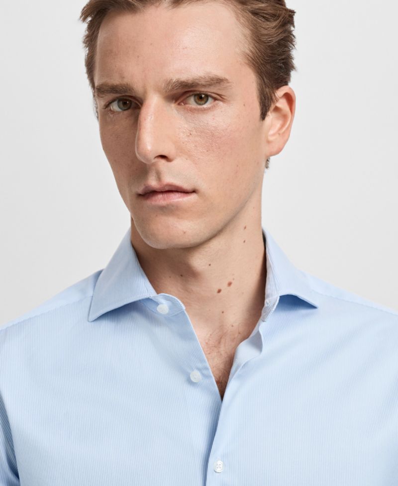 Men's Striped-Print Slim-Fit Dress Shirt