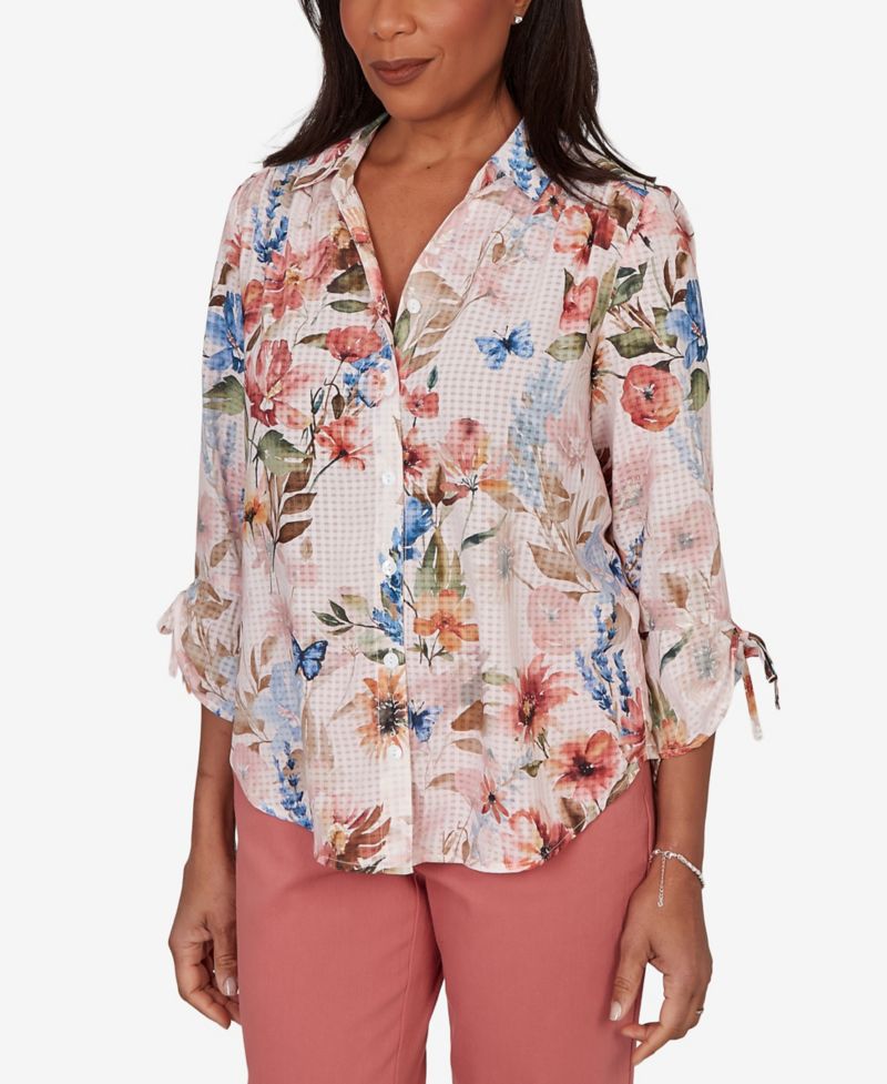 Women's Camden Market Botanical Butterfly Button-Front Top