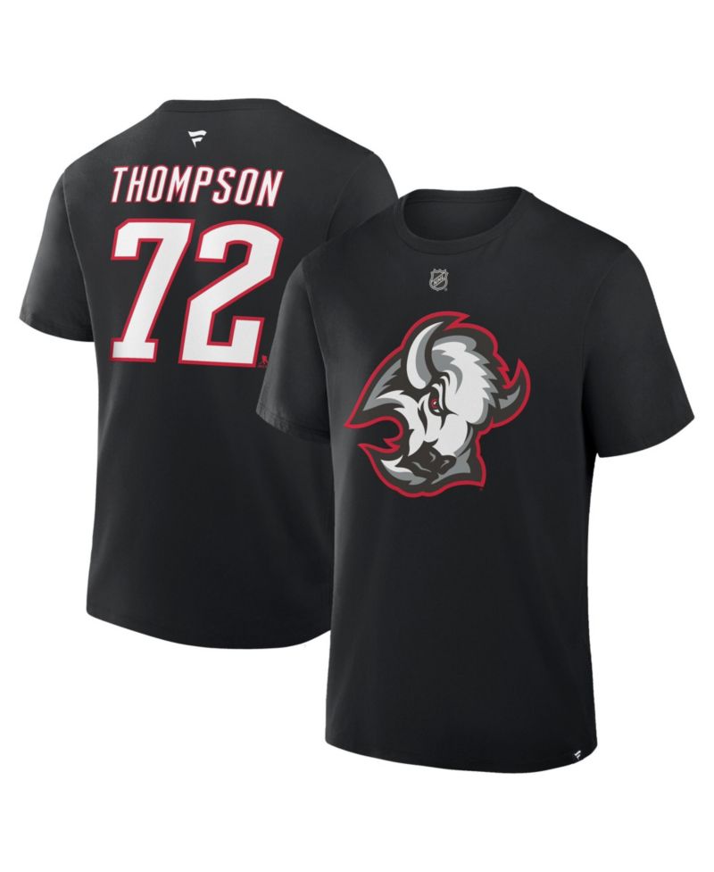 Men's Tage Thompson Black Buffalo Sabres Authentic Stack Name & Number T-Shirt