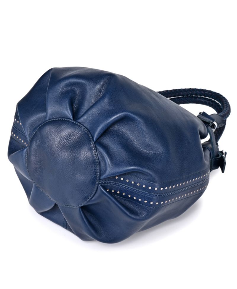 Pumpkin Small Leather Crossbody Bucket Bag