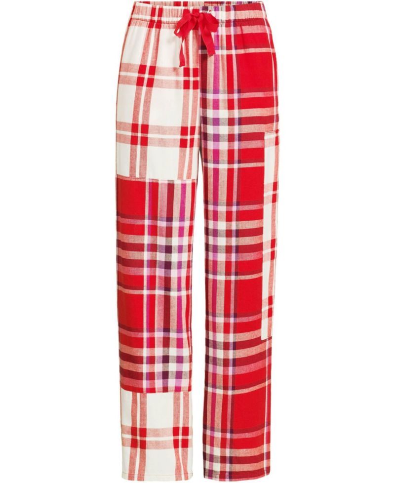 Women's Flannel Patchwork Wide Leg Sleep Pants