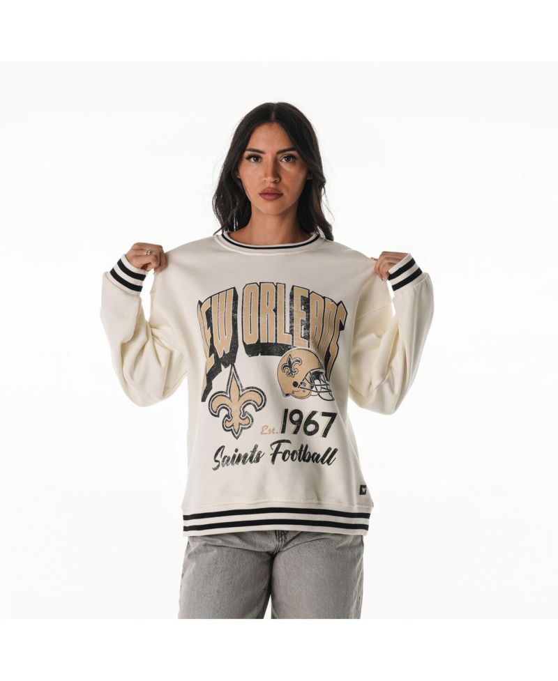 Women's Cream New Orleans Saints Oversized Vintage French Terry Sweatshirt