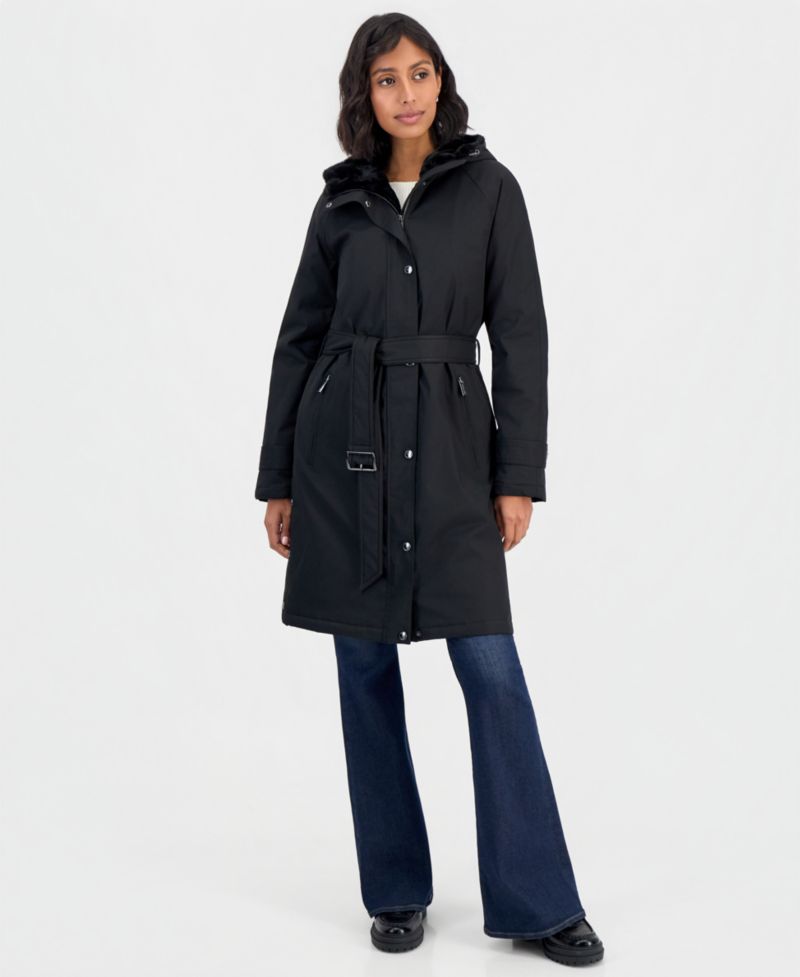 Women's Softshell Hooded Faux Fur Collar Coat