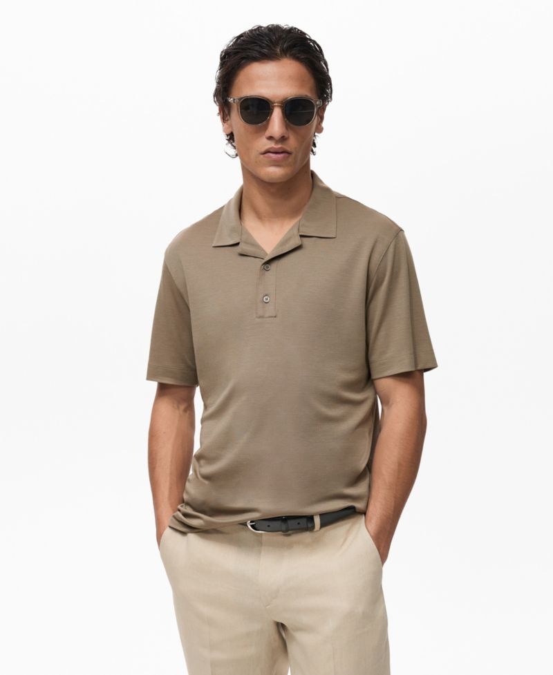 Men's Bowling Collar Lyocell Polo Shirt