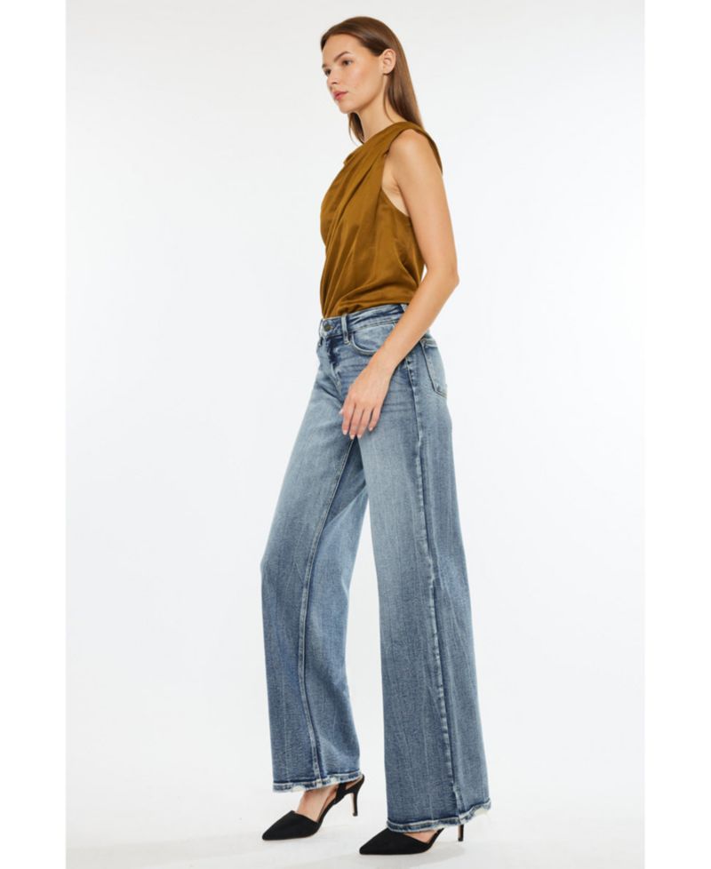 Women's Venice Mid-Rise Wide-Leg Heavy-Grind Jeans