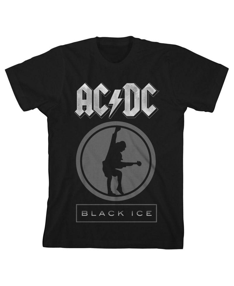 ACDC Black Ice Crew Neck Short Sleeve Boy's Black T-shirt-Small