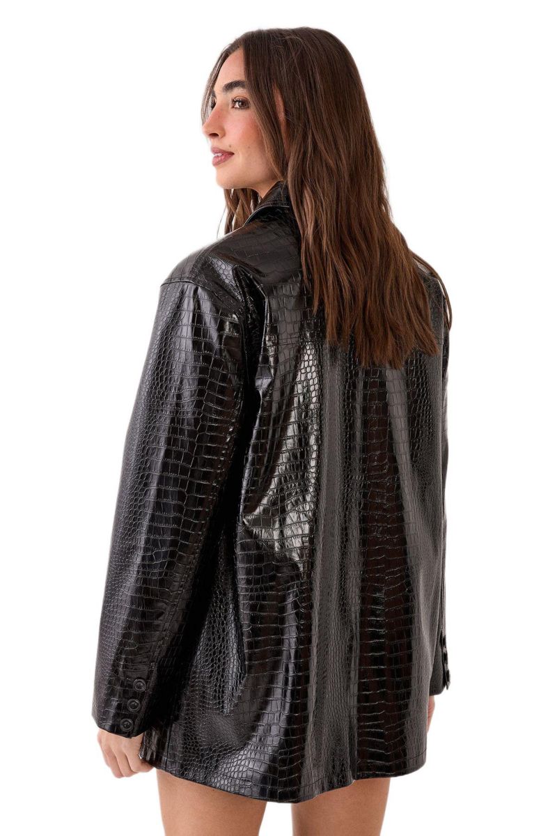 Women's Croc Vinyl Faux Leather Clean Jacket
