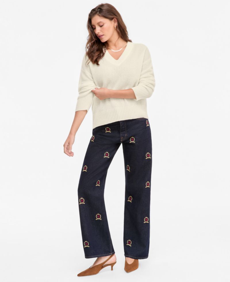 Petite 100% Cashmere V-Neck Relaxed Sweater
