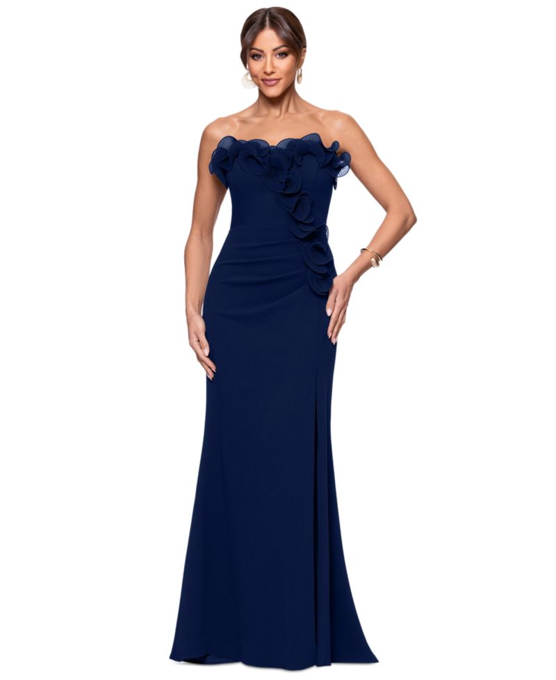 Plus Strapless Long Gown