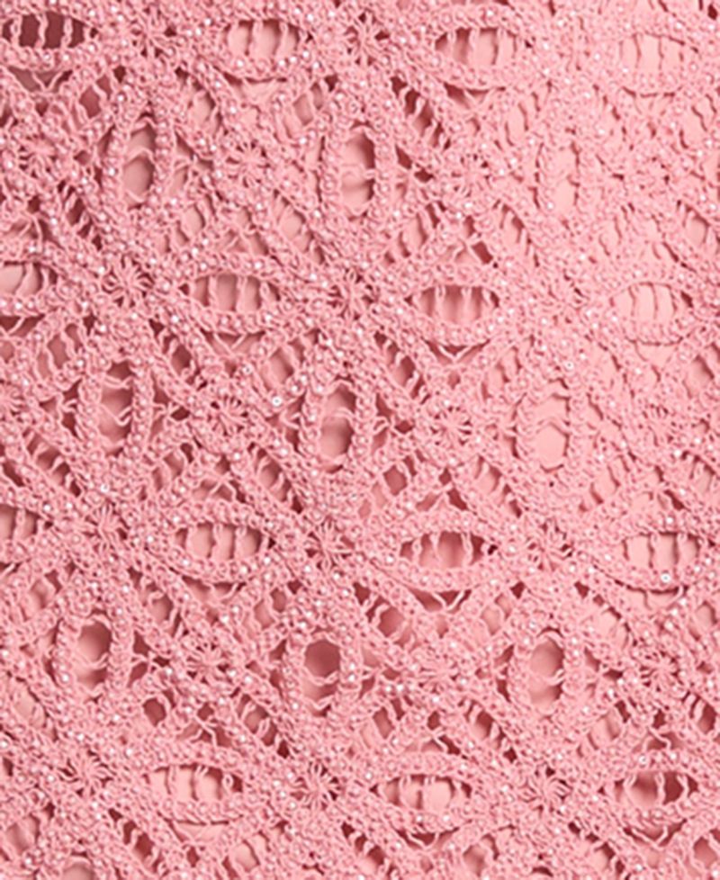 Women's Embellished Faux Crochet Short-Sleeve Dress