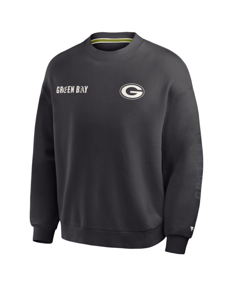 Men's Charcoal Green Bay Packers Oversized Type Play Multi Sweatshirt