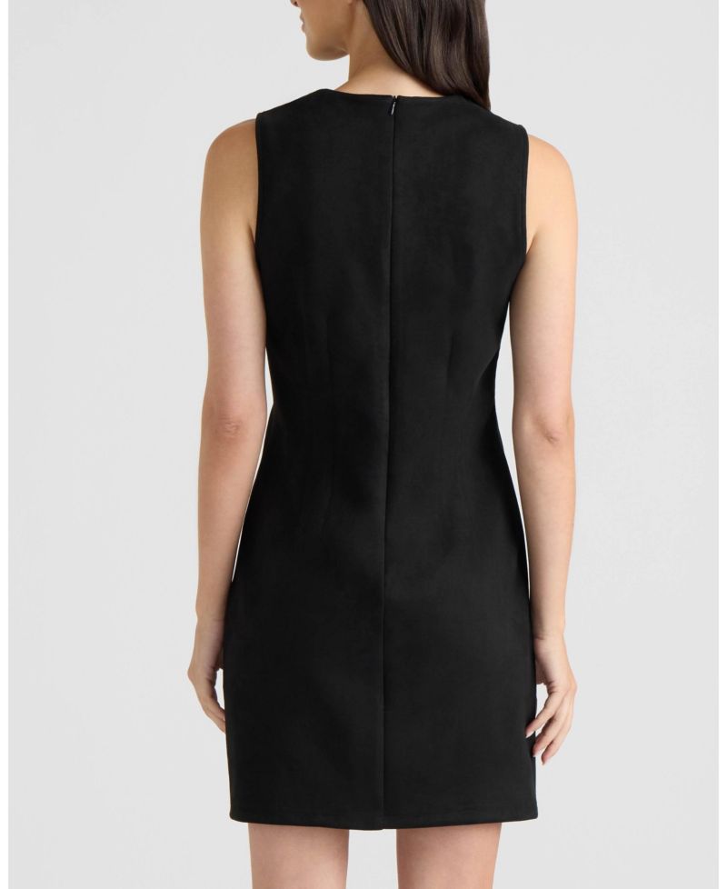 Women's Party/Cocktail Rhinestone-Embellished Sleeveless Faux Suede Dress