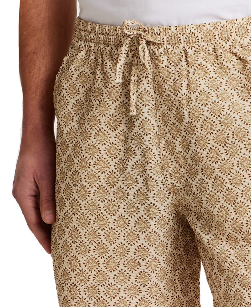 Men's Drawstring Medallion Print Seersucker Shorts