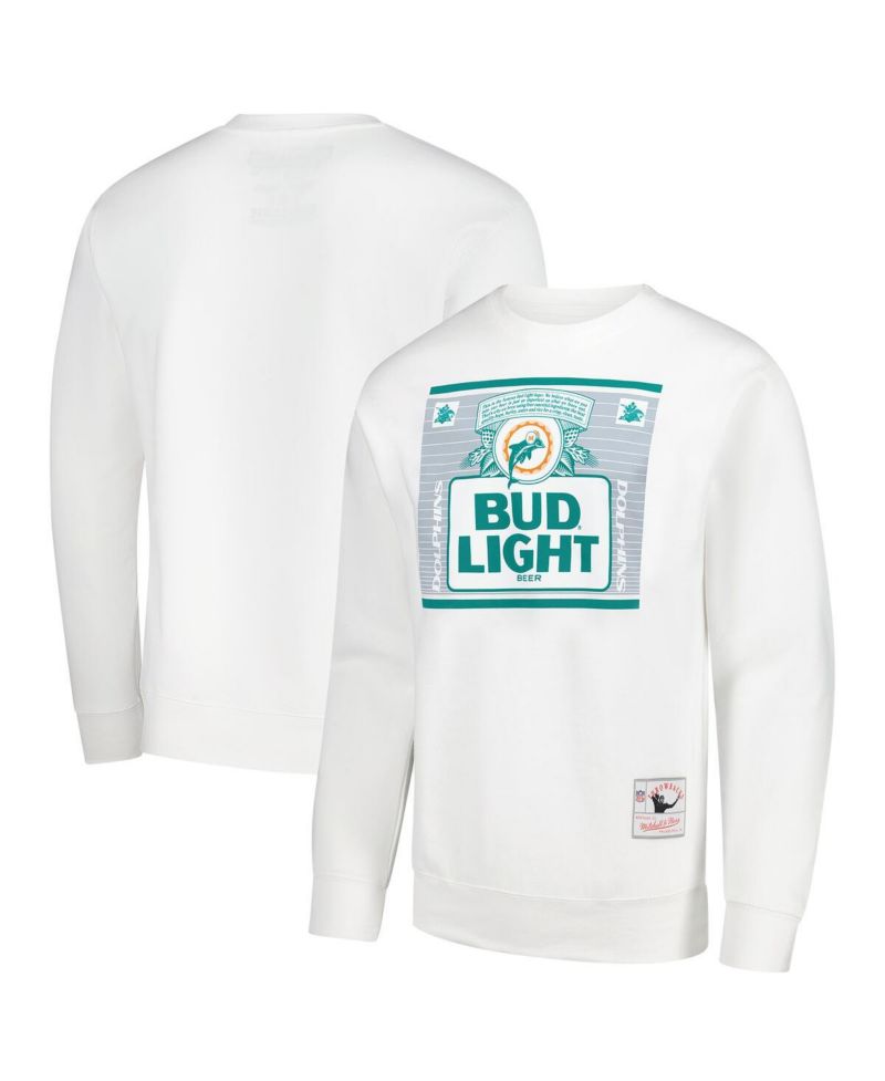 Men's x Bud Light White Miami Dolphins The Crest Pullover Sweatshirt