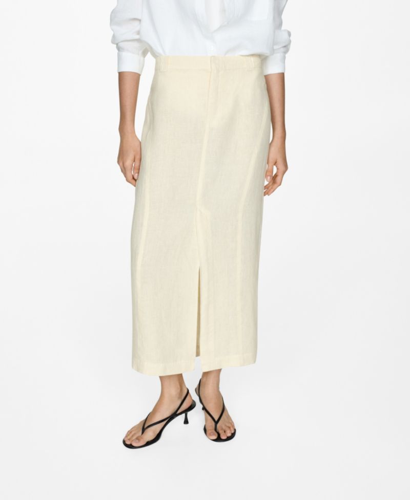 Women's Slit Detail Linen Skirt