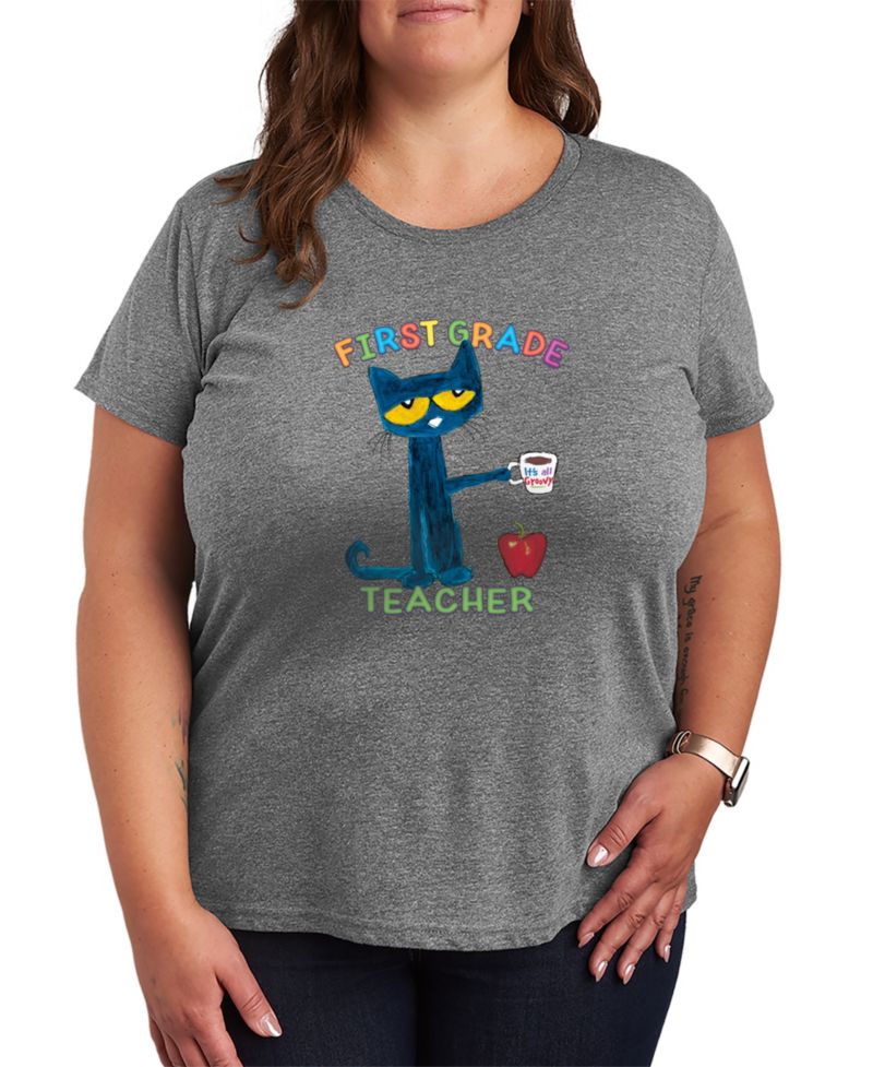 Plus Size Pete the Cat First Grade Teacher Graphic T-Shirt