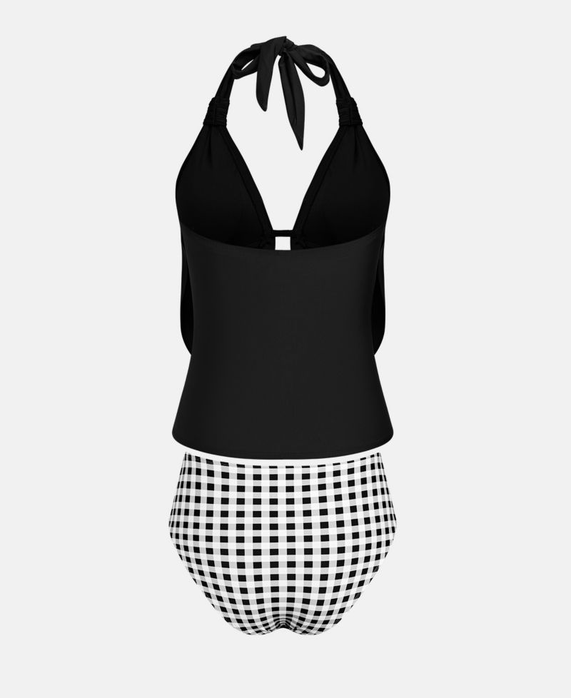 Women's V-Neck Adjustable Straps Tankini Set