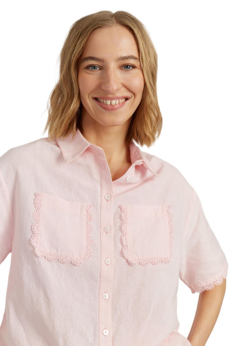 Women's Chinti and Parker Sienna Linen-Blend Scallop Edge Shirt
