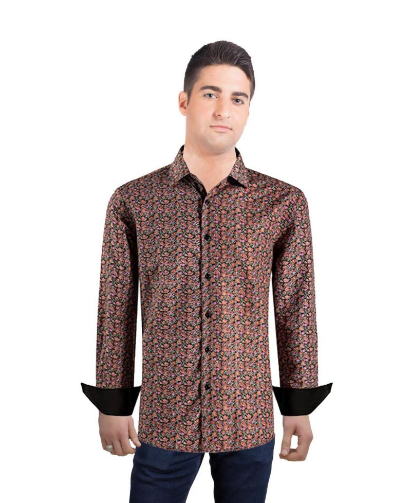 Men's Slim Fit Paisley Print Button-Down Shirt By
