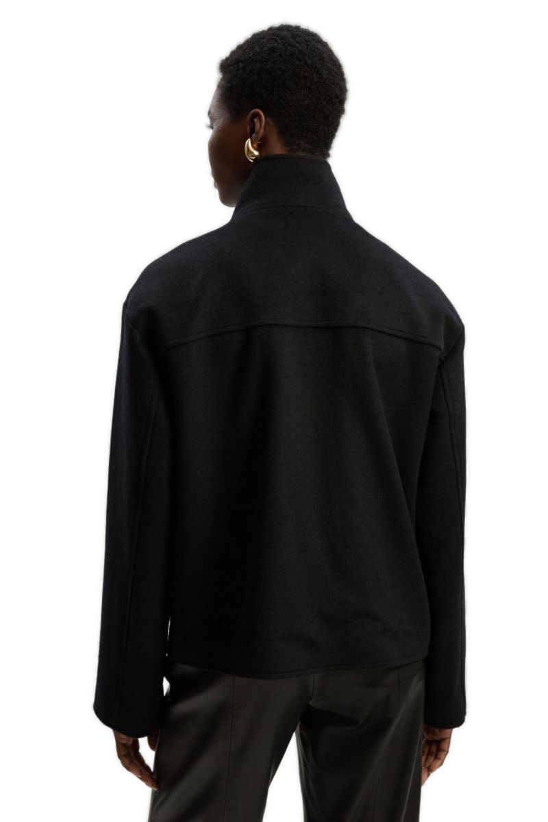 Women's Brushed Wool Funnel Neck Tailored Coat