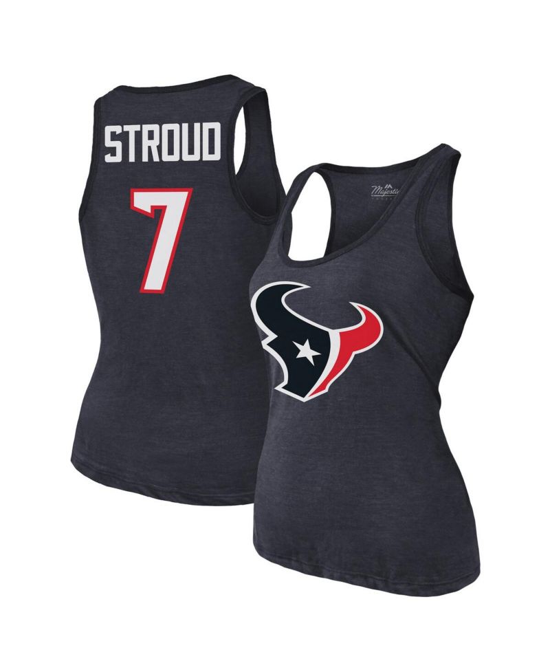 Women's C.J. Stroud Navy Houston Texans Name & Number Tri-Blend Tank Top