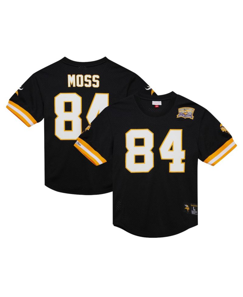Men's Randy Moss Black Minnesota Vikings Retired Player Name & Number Mesh Top
