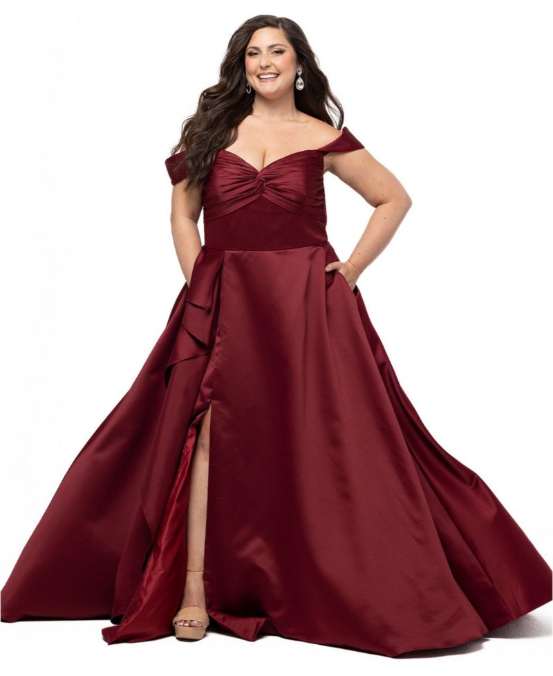 Plus Size A-Line Satin Sweetheart Neck Gown