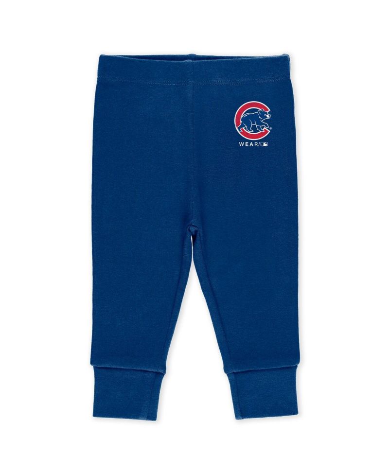 Baby Boys and Girls 3-Piece Heather Gray/White/Royal Chicago Cubs Three-Piece Turn Me Around Bodysuits Pants Set