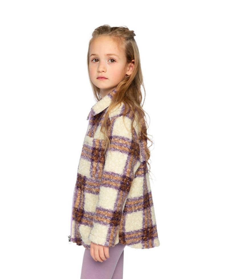 Girls (6-14) Zipped Sherpa Overshirt with Chest Pockets