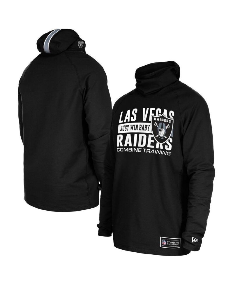Men's Black Las Vegas Raiders Functional Fandom Balaclava Helmet Stripe Tri-Blend Hoodie