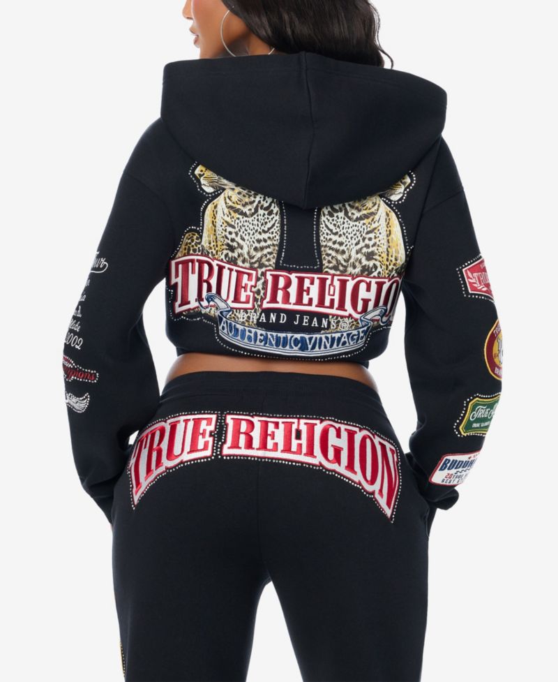 Women's Cropped Full-Zip Graphic Hoodie