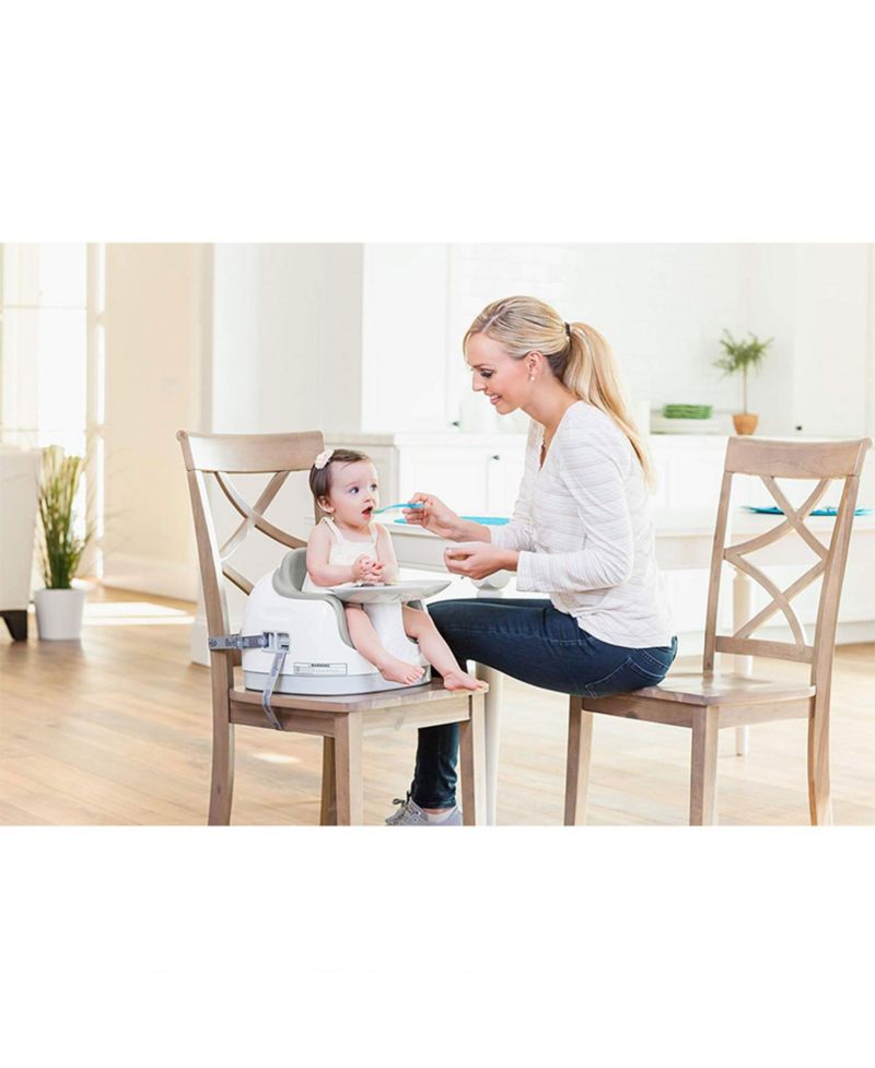 Baby Toddler Adjustable 3-in-1 Booster Seat/High Chair & Tray, Cool Gray
