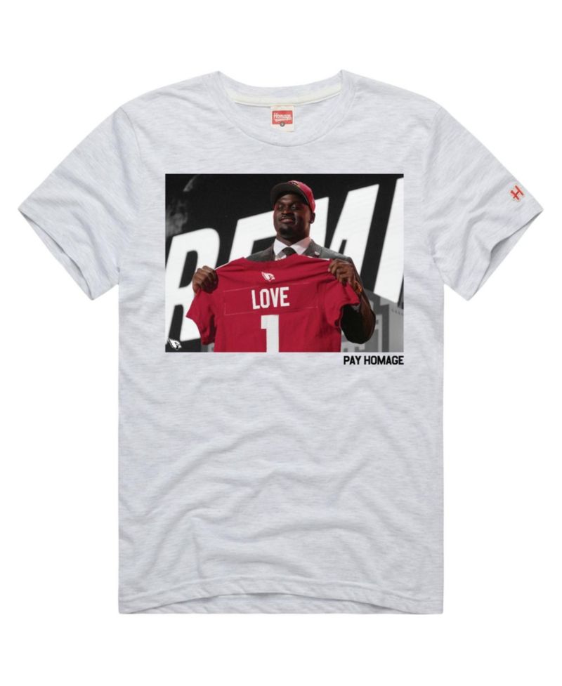 Men's and Women's Arizona Cardinals Jeremiyah Love Screen-Print Relaxed-Fit Tri-Blend T-Shirt