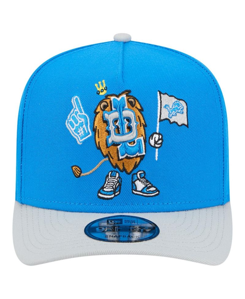 Men's Blue/Silver Detroit Lions Cartoon A-Frame 9FIFTY Snapback