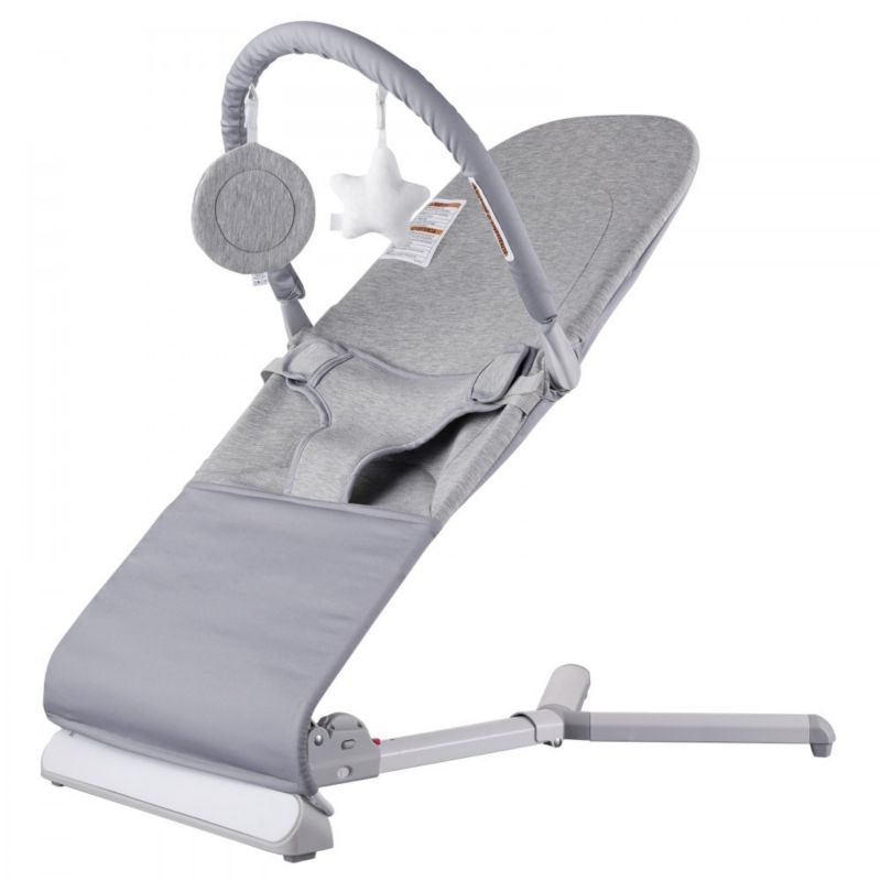 Newborn Baby Bouncer with Rotatable Toy Bar and 2 Reclining Positions