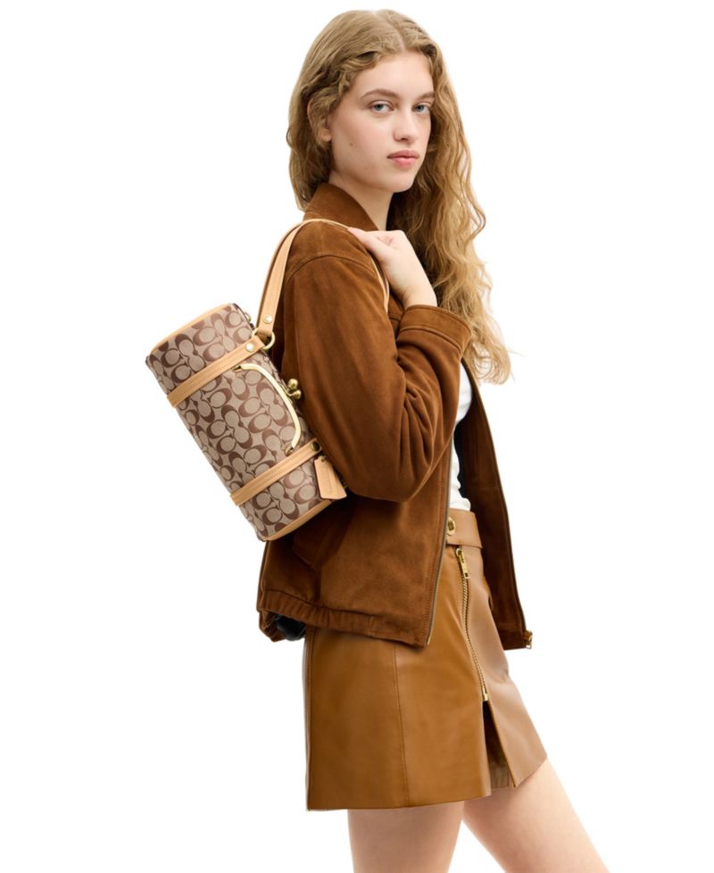 Kisslock Small Signature Jacquard Barrel Shoulder Bag 28