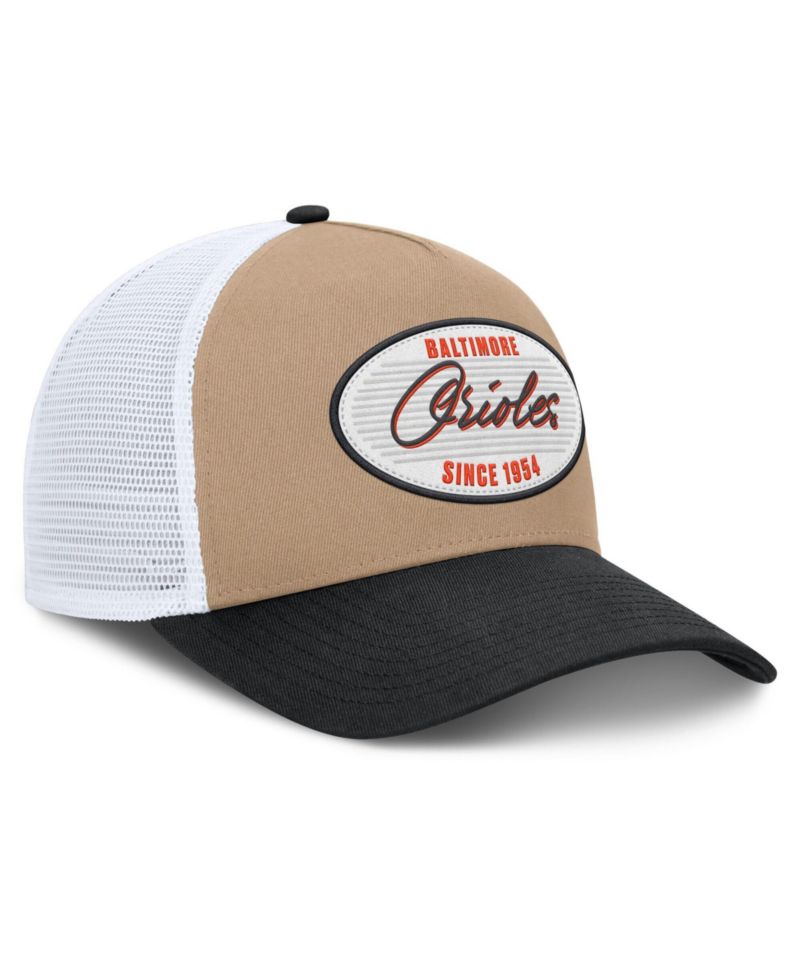 Men's Khaki/Black Baltimore Orioles Rise A-Frame Trucker Adjustable Hat