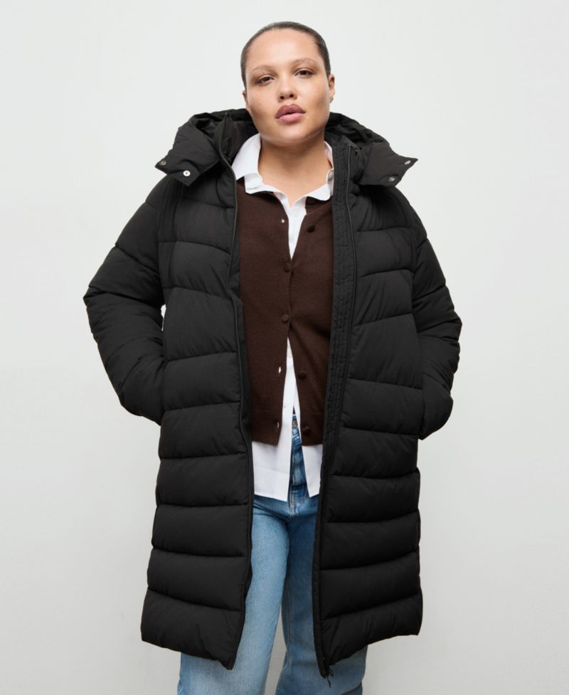 Women's Hood Midi Quilted Anorak Coat