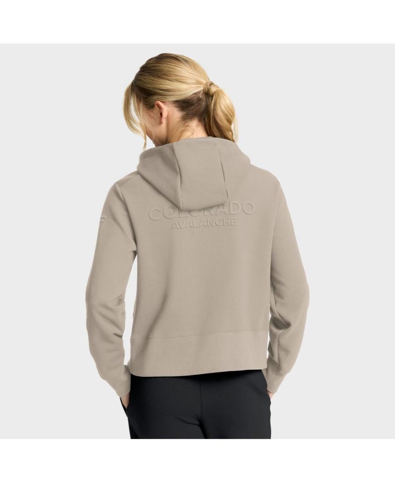 Women's Tan Colorado Avalanche Authentic Pro Road Tri-Blend Quarter-Zip Hoodie