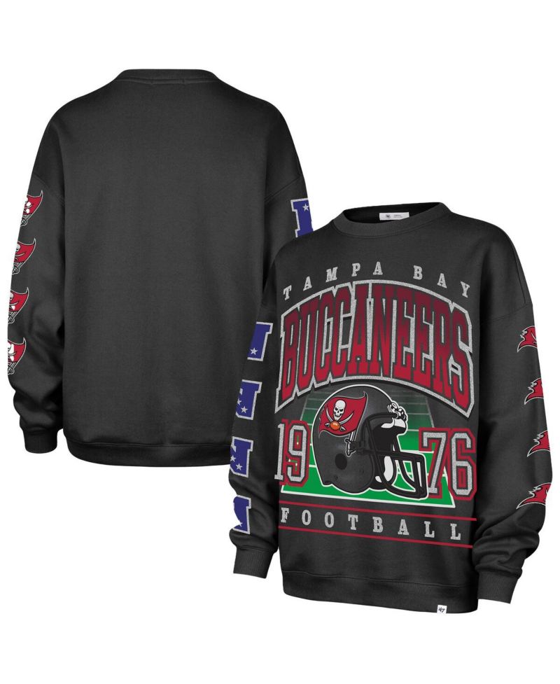 Women's Charcoal Tampa Bay Buccaneers Go Big Oversized Pullover Sweatshirt