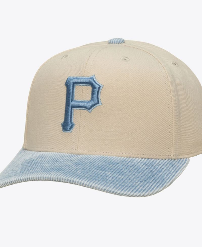 Men's Cream/Light Blue Pittsburgh Pirates Washed Corduroy Pro Crown Snapback Hat